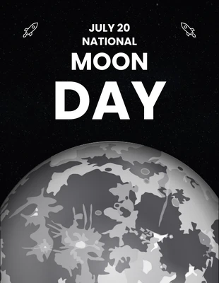 Free  Template: ملصق يوم القمر الوطني الأسود الرائع