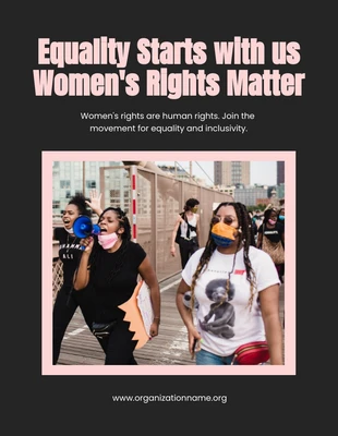 Free  Template: ملصق وردي أسود لحقوق المرأة