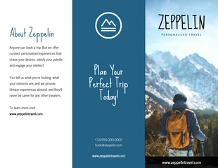 premium  Template: Folheto de viagem simples azul com três dobras