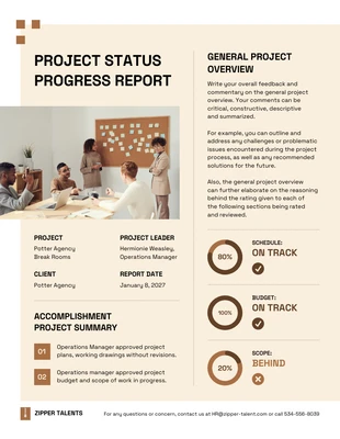 Project Progress Report Template