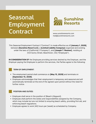 business  Template: Seasonal Employment Contract Template
