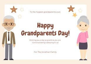 Free  Template: Beige And Brown Minimalist Playful Happy Grandparents Day Card