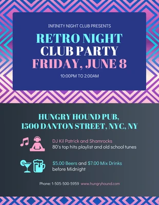 Free  Template: Flyer Retro Night Club Party Event
