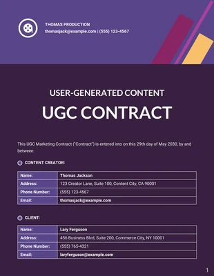 Free  Template: UGC Contract Template Free