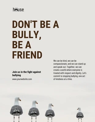 Simple Sand Brown Stop Bullying Poster