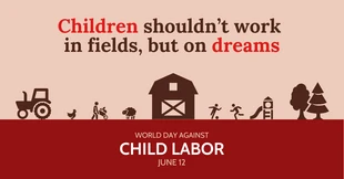 premium  Template: Publicación en Facebook del Día Vintage de sensibilización sobre el trabajo infantil