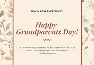Free  Template: Beige Modern Aesthetic Floral Happy Grandparents Day Card