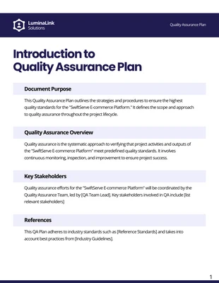 Free  Template: Plans d'assurance qualité violet foncé et blanc