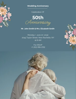 Free  Template: Invitations grises simples du 50e anniversaire