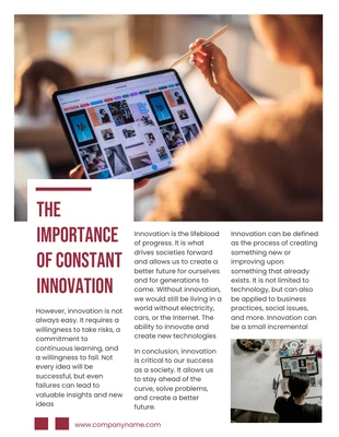 Free  Template: Red Minimalist Constant Innovation Newsletter