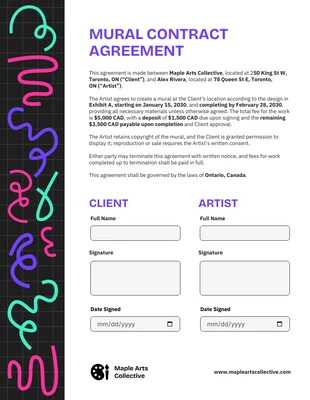premium interactive Template: Modèle de contrat mural