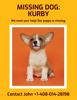Free  Template: Poster per cani scomparsi in grassetto