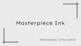 Free  Template: Tarjeta de visita con tatuaje minimalista sencillo de líneas grises y marrones
