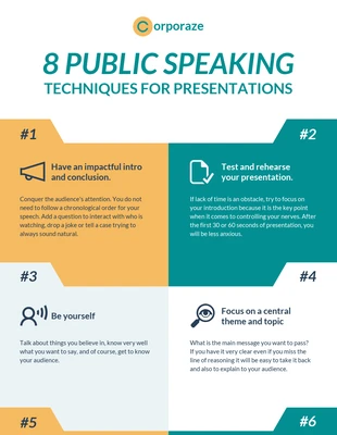 Free  Template: 8 conseils pour la prise de parole en public Infographie