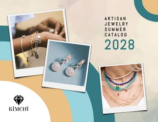 Free  Template: Beige and Teal Jewelry Catalog