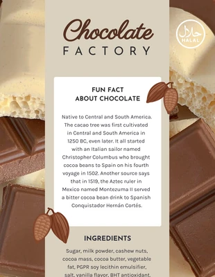 Free  Template: Étiquette de produit de chocolat photo minimaliste beige