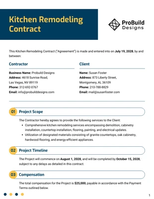 Free  Template: Kitchen Remodeling Contract Template