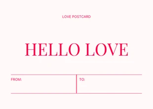Free  Template: Carte postale Hello Love minimaliste rose clair