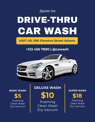 Free  Template: Blue Modern Drive-Thru Car Wash Flyer