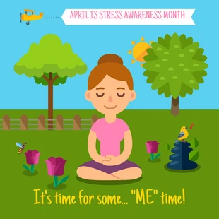 Free  Template: Illustrative Stress Awareness Month Instagram Post