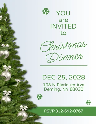 Simple Green Christmas Dinner Invitation