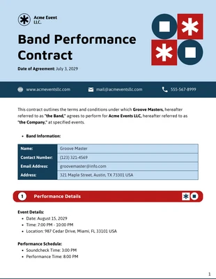 Free  Template: Modelo de contrato de apresentação de banda