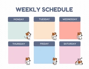 Free  Template: Branco Ilustração simples Modelo de agenda semanal para cães