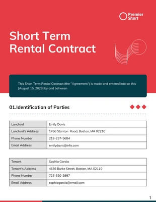business  Template: Short Term Rental Contract Template