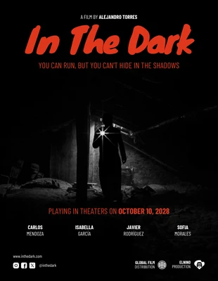 premium  Template: Plantilla de póster de película de terror