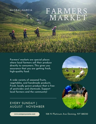 Free  Template: ملصق سوق المزارعين المحترفين الحديث باللون الأخضر الداكن