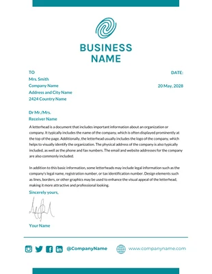 Free  Template: White Simple Professional Business Letterhead Template