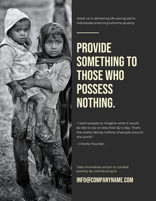 business  Template: Dark Grey Minimalist Photo Poverty Poster