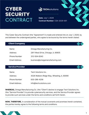 business  Template: Cyber Security Contract Template