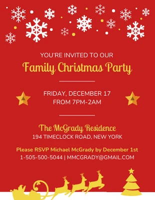 Red and Gold Christmas Party Invitation
