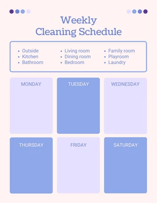 Free  Template: Modello semplice di programma di pulizia settimanale in crema leggera