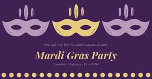 Free  Template: Post su Facebook di Purple Masquerade Mardi Gras