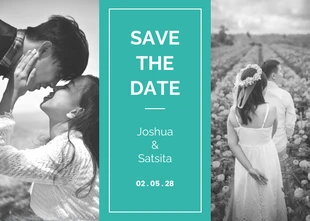 Free  Template: Green and White Photo Simple Save the Date Postcard