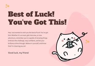 Free  Template: Pink Pastel Cute Good Luck Card