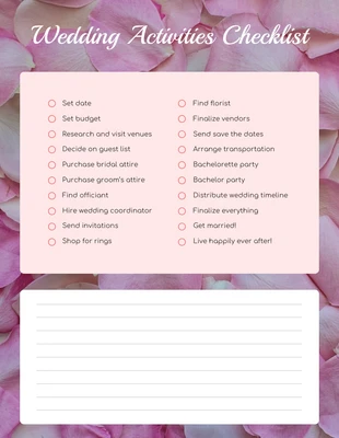 business  Template: Peach Floral Wedding Checklist