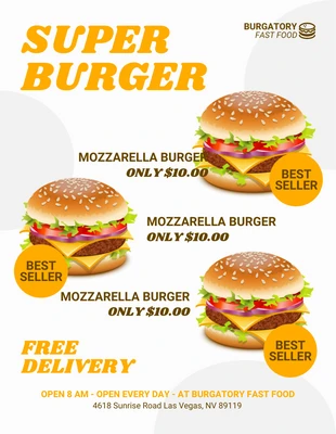 Free  Template: Volantino Super Burger moderno bianco