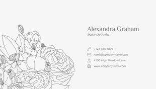 Light Grey Simple Floral Line Art Makeup Artist Business Card - Página 2