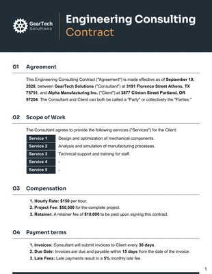 premium  Template: Engineering Consulting Contract Template