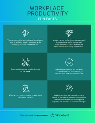 business  Template: Infográfico de fatos divertidos sobre produtividade no local de trabalho