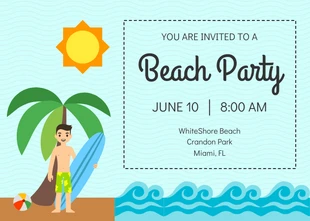 Free  Template: Blue Waves Beach Party Einladung