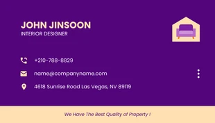 Dark Purple And Yellow Simple Interior Design Business Card - Pagina 2