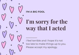 Free  Template: Light Purple Simple Illustration Apology Card