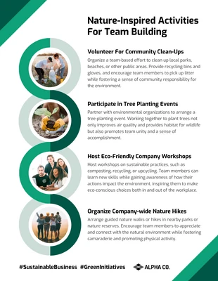 premium and accessible Template: Infografica sull'ambiente delle attività di team building ispirate alla natura