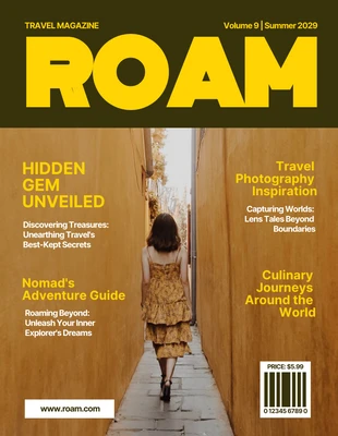 premium  Template: Einfaches gelbes Reisemagazin-Cover