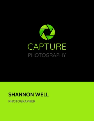 premium  Template: بطاقة عمل المصور الأخضر النيون