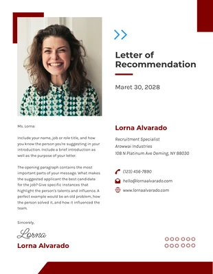 Free  Template: Red Modern Recommendation Letters